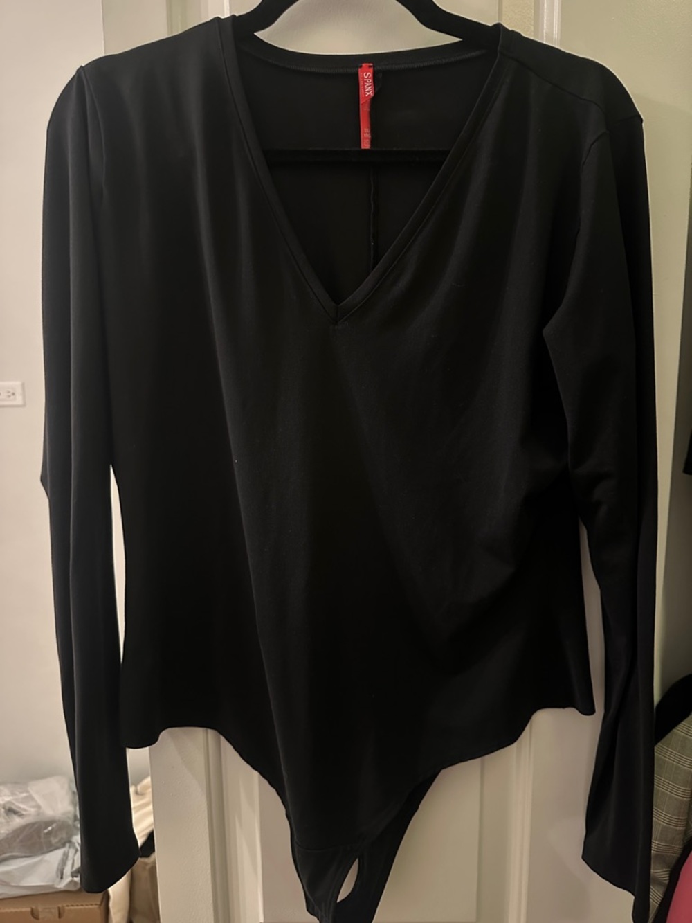 SPANX Black V-Neck Long Sleeve Sculpting Bodysuit